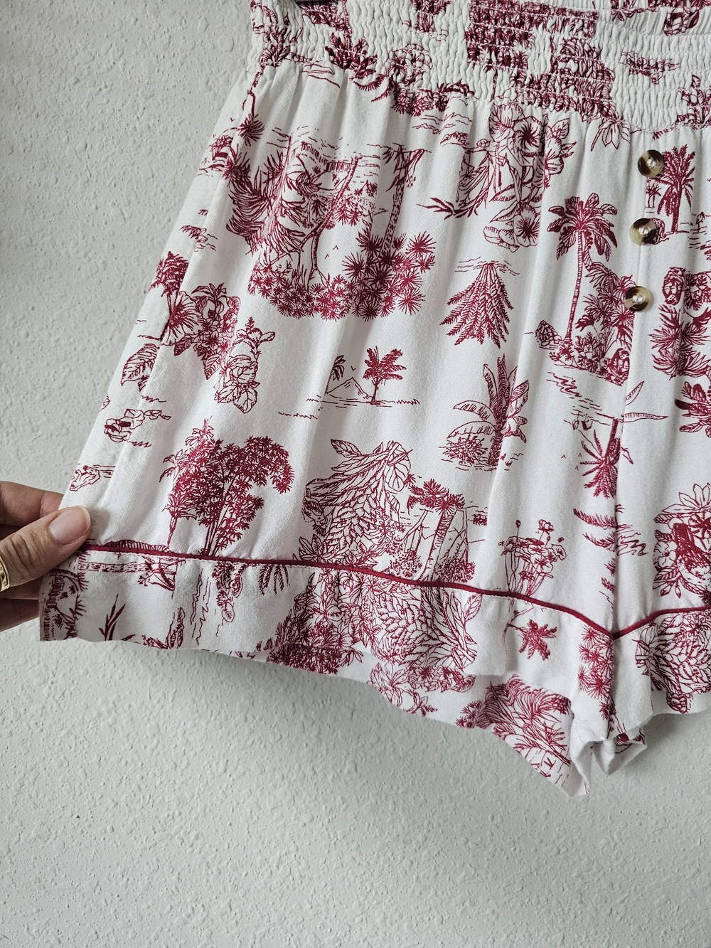 Topshop Red Toile Short Pajama Set - Women's Two-Piece Sleepwear - Picture 9 of 10